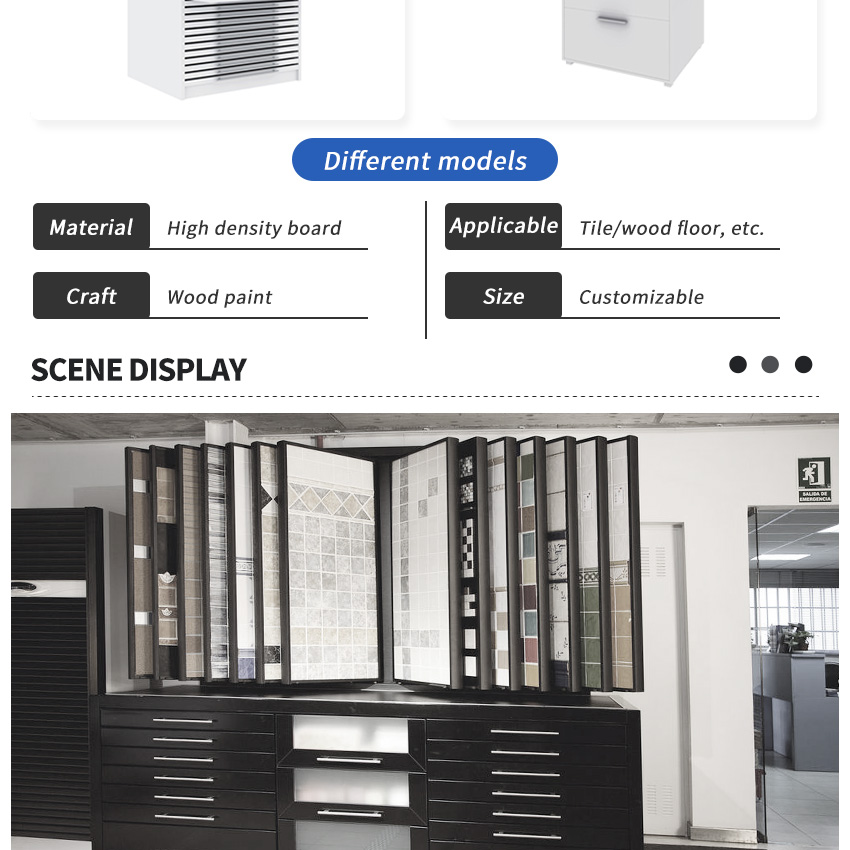 Heavy Duty Factory Custom Turning Page Pull Out Combination Marble Unit Cabinet Showroom Panel Sample Stone Tile Display Drawer