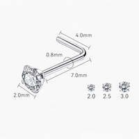 Anting Titanium Alloy Super Berkilau Berbentuk L untuk Hidung, Alis, Telinga, dan Tulang, Dapat Dipakai Saat Tidur Tanpa Dilepas, Serbaguna