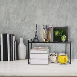 Organiseur de rangement en métal à double niveau empilable, étagères de comptoir, <span class=keywords><strong>placard</strong></span> de cuisine, évier, table de bureau - Product Image 5