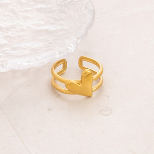 European American Retro <b>Gold</b> Plated Heart Leaf <b>Ring</b> <b>Set</b> Unisex Party Jewelry - Product Image 4