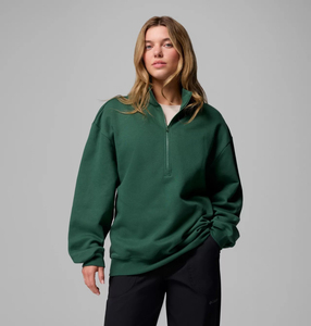 OEM Custom Logo Winter Green <strong>Women's</strong> <strong>Half</strong> <strong>Zip</strong> Fleece Pullover <strong>Sweatshirt</strong> 50% Cotton 50% Polyester 340gsm <strong>Sweatshirt</strong> for <strong>Women</strong> - Product Image 3