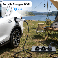 Chargeur EV portable 16A 3,5 kW 240V Mode 2 Adaptateur V2L Chargeur de voiture électrique Type 2 Type 1 GB/T Prise mondiale Personnalisation
