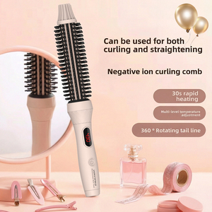 Peine caliente eléctrico con revestimiento de cerámica para cabello liso y <span class=keywords><strong>rizado</strong></span>, pantalla LCD, cepillo de rizadores con Control de temperatura - Product Image 1