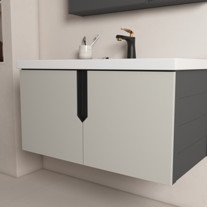 Espace nordique en aluminium salle de bain armoire combinaison petite unité salle de bain en céramique bassin intégré salle de bain armoire lavabo - Product Image 5