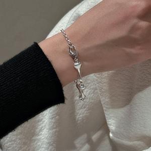 S0925 début printemps rétro mode Bracelet Style coréen Simple en argent Sterling bijoux à breloque fine avec conception de niche - Product Image 3