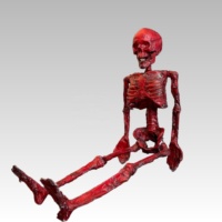 Décoration de squelette d'Halloween flexible de 15,8 po/40 cm, sanglante, résistante aux intempéries, réutilisable, accessoire de corps entier pour l'intérieur et l'extérieur, maison hantée