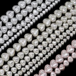 Perles en verre teint en gros, perles en forme de cœur, multicolores, imitation perle, pour la fabrication de bracelets, colliers, bijoux, bricolage - Product Image 1