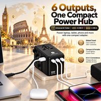 Adaptateur de voyage universel 100W GaN, chargeur rapide, câble rétractable Type C, multi-ports, prise EU, UK, US, AU, adaptateur secteur universel