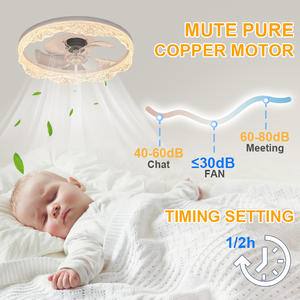 Ventilateur de plafond minimaliste nordique à 5 pales, 11,8 pouces, LED DC, 6 vitesses, 3000K-6500K, intelligent, silencieux, application/télécommande, gradation, matériau en fer - Product Image 5