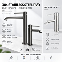 Robinet de lavabo en acier inoxydable 304 PVD, logo personnalisé, 5 finitions, OEM ODM, directement de l'usine pour les propriétaires de marques