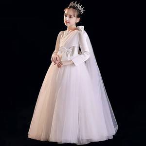 Vestido de Noche para Niñas, Adolescentes, Vestido de Princesa con Tul y Flores, para Recital de Piano, Actuación en Escenario, Disfraz Elegante para Fiesta - Product Image 2