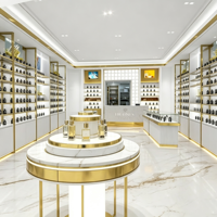 Vitrine de présentation de parfums de luxe en or blanc, avec éclairage LED, en verre, écologique, taille personnalisable, pour boutique professionnelle