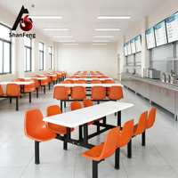 Ensemble de table et de chaises à manger modernes en fibre de verre Shanfeng pour 8 personnes, pour les cafétérias scolaires et les salles à manger de bureau