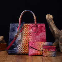Sac à main rétro pour femme, sac à bandoulière pour mère et enfant, motif crocodile coloré, fermeture éclair, sac à bandoulière en PU pour femme