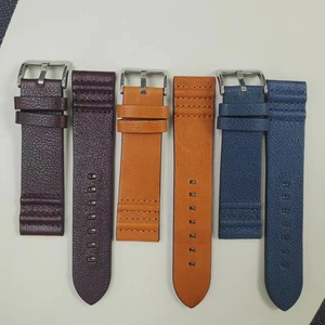 Bracelets de montre en cuir de veau huilé et ciré, multicolores, 18/20/22/24 mm, style Ming Fung, tannage végétal, doublure machine, pour commande en gros - Product Image 2