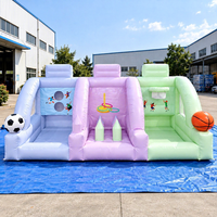 Jeux gonflables de carnaval commerciaux 3-en-1 pour l'extérieur, jeux de balles gonflables, jeux sportifs gonflables pour enfants et adultes, événements