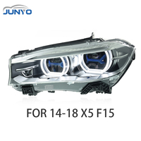 Projecteur LED Junyo pour BMW X5 F15 2014-2018, lentille LED à cadre bleu modifiée, feux de jour et phares
