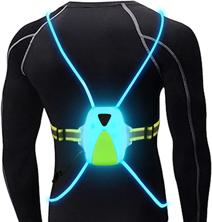 LED Reflective Running Vest with Front Light,Running Lights for Runners,Safety Vest for Men/Women Running,Cycling or Walking