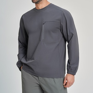Haut de sport unisexe à manches longues en polaire recyclée écologique pour activité<span class=keywords><strong>s</strong></span> de plein air, fitness, randonnée, jogging, pêche, printemps, décontracté, col ras du cou - Product Image 3