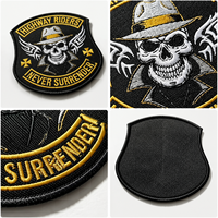 Écusson brodé personnalisé Crâne, Badge de Motard, Écussons thermocollants ou à coudre haute densité pour Vestes, Gilets, Vêtements et Accessoires