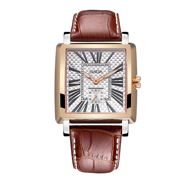 SAGA Rectangle Watches For Men Original Thin Full Stainless Steel Quartz Wrist Luxury Fashion Trend Mens Quartz Watch
