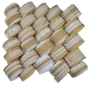 Fabriek Koop Verpakking Accessoire 5Cm Breed 5M Lange Jute Lint Roll Gevlochten Hennep Touw Jute Jute Kant Lint voor Decoratie - Product Image 2
