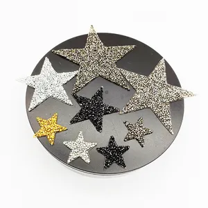 Kleine Moq Custom Zilver Gunmetal Crystal Star Diamond Patches Ijzer Op Warmte Overdracht Applique Strass Motief Patch