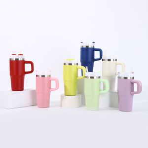 Handle Travel Car <b>Mug</b> 14oz Tumbler Vacuum Insulated Double Wall Stainless Lid Straw Anti-Slip Base - Product Image 6