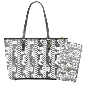 Bolso grande de cuero para mujer, bolsos estampados <span class=keywords><strong>con</strong></span> diseño Chuuk de flores polinesias de lujo <span class=keywords><strong>con</strong></span> cartera a juego, monedero de moda para mujer - Product Image 5