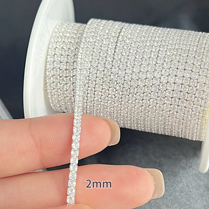 Vintage 14K catene in pietra zircone pieno d'oro fai da te bracciale permanente creazione gioielli 2mm artiglio impostazione <span class=keywords><strong>catena</strong></span> in <span class=keywords><strong>argento</strong></span> Sterling - Product Image 5