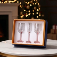 Ensemble de verrerie gravée à motif floral vintage avec base pulvérisée rose pour vin, champagne, cocktails et usage quotidien