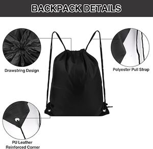 Polyester Cinch Backpack <b>String</b> <b>Bags</b> Waterproof Gym <b>Bag</b> For Swimming Soccer Basketball 12 Colors Gift <b>Bags</b> for Christmas Party - Product Image 3