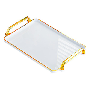 Vassoio Rettangolare in Plastica per Servire, Adatto al Microonde, per Tè e Cena, Portaoggetti per Soggiorno, Stile Moderno e Minimalista - Product Image 5