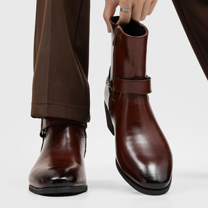 <span class=keywords><strong>Stivali</strong></span> Chelsea da <span class=keywords><strong>uomo</strong></span> in pelle con <span class=keywords><strong>tacco</strong></span> spesso e elegante, taglie grandi, modello 66668 - Product Image 3