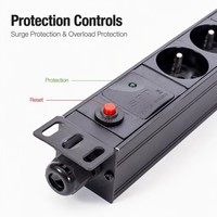 Prix de gros – Unité de distribution d'alimentation (PDU) durable 19'' 1U à 8 prises avec câble de 2 m, protection contre les surtensions et les surcharges, certifiée CE