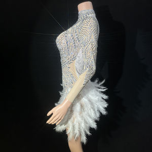 Novance Y3727 Ropa de mujer de manga larga <span class=keywords><strong>Tiendas</strong></span> en línea Plumas Vestido de cóctel <span class=keywords><strong>Vestidos</strong></span> de Fiesta Cortos elegantes - Product Image 4