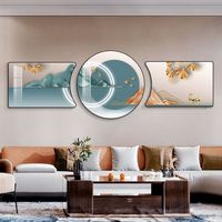Tableau mural Art Déco moderne à trois articulations avec cadre en métal noir pour salon