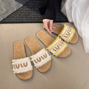 Luxury High Quality French Style Slippers for <b>Women</b> Designer Shoes Outdoor Wear 2026 Summer Fashion Letter Flat Beach Sandals - Product Image 1