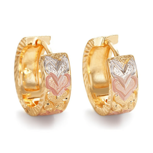 Orecchini a cerchio romantici a forma di cuore per donna, in lega di zinco placcata oro 18 carati, multicolor, gioielli regalo, orecchini alla moda - Product Image 1