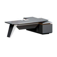 Ensemble de bureau exécutif haut de gamme avec chaise, mobilier de bureau moderne et luxueux pour la maison, table de bureau en bois avec rangement