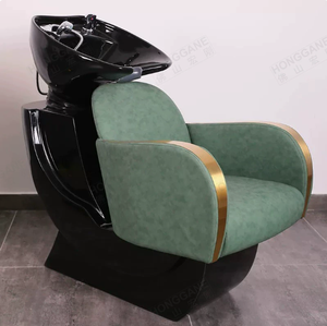 Modern Green Barber Chair With Hydraulic Pump And <b>Black</b> Wash Station shampoo <b>bed</b> shampoo chair For Salon Use - Product Image 3