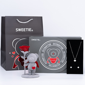 Offre Spéciale fleur éternelle acrylique boîte-cadeau flocage ours en peluche préservé Rose fleur boîte à bijoux pour la fête des mères saint valentin - Product Image 1