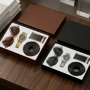 Cross Border Gift Set For Men Sunglasses Watch Leather Strap Father S Day <b>Valentine</b> S Day Present Business Gift <b>Box</b> - Product Image 1