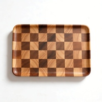 Ensemble de plateaux en bois de qualité supérieure, écologiques, à carreaux, pour servir la pizza, le pain et les petits-déjeuners, vaisselle de restaurant