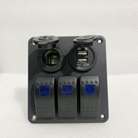 Panneau d'interrupteurs à bascule en aluminium 3 modules avec LED bleue, chargeur USB 12V, interrupteur marche/arrêt étanche pour camping-car, camion, automobile