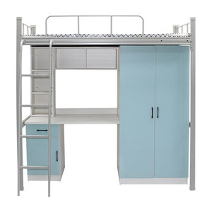 <span class=keywords><strong>Lit</strong></span> superposé en acier moderne et peu encombrant avec <span class=keywords><strong>bureau</strong></span> d'étude et armoire mobilier pour chambres d'adolescents Auberges et dortoirs scolaires - Product Image 6