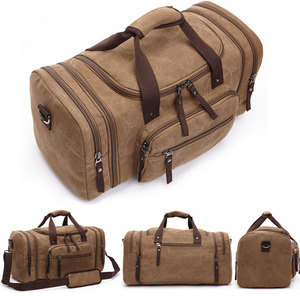 Personnalisé 16 oz Toile Voyage Sac Faible QUANTITÉ MINIMALE DE COMMANDE En Gros Grande Capacité Homme Sport Duffle Fourre-Tout Vintage Sac de Sport En Plein Air Pour Hommes - Product Image 3
