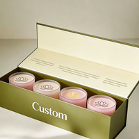 Boîte cadeau pour bougie personnalisée, boîte d'emballage rigide de luxe avec couvercle rabattable, insert personnalisé, logo imprimé pour ensemble de pots de bougies parfumées