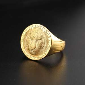 Anillo de hombre de moda Fearless Lone Tiger, 10K Gold y Platinum Pure Gold Zodiac Tiger High-end Feeling. - Product Image 4