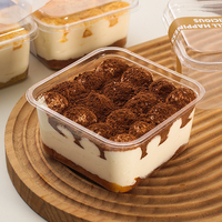 Boîte d'emballage transparente carrée en plastique PET de 1 mm d'épaisseur pour mousse, tiramisu, gâteau, dessert